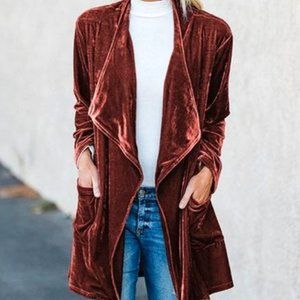 Copper Velvet Oversize Drape Cardigan - NEW